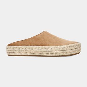 $250 VINCE ULLA TAN SUEDE ESPADRILLE MULE PLATFORM SHOES SLIDE 6.5 (ME9)